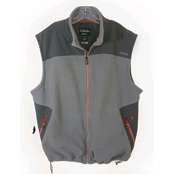 Cabelas Mens 2XL Outdoor Windshear Heated Vest NWOT Gray Red/Orange Zip Hunting - Picture 2 of 16